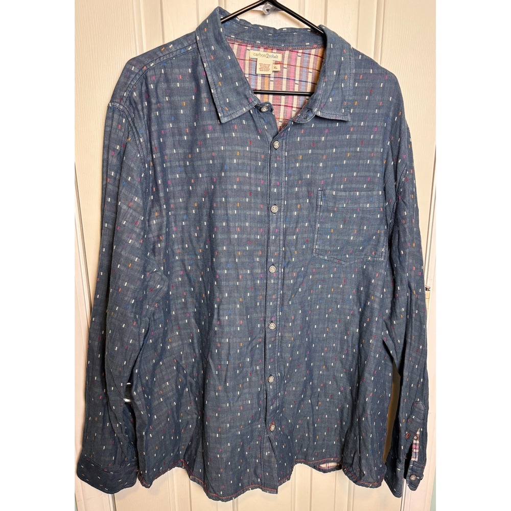 Carbon 2 Cobalt Men's XL Button Shirt Blue Geometric